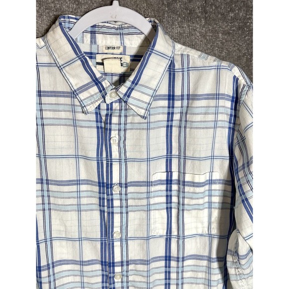 BKE Contour Fit‎ Button Up Shirt Mens Size Large Blue Plaid Long Sleeve Pocket - Picture 4 of 6